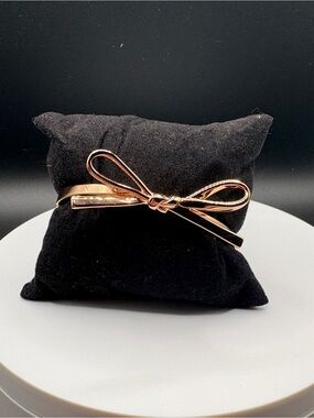 Kate Spade Rose Gold Skinny Mini Bow Hinged Bangle Bracelet